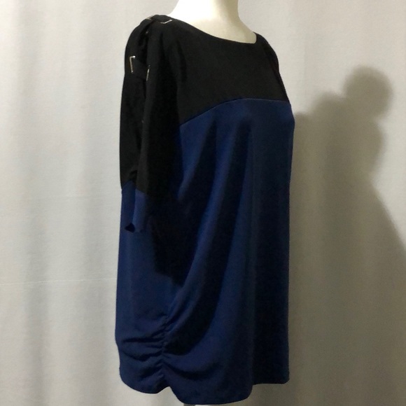 Jm collection navy blue black top women blouse - Picture 3 of 6